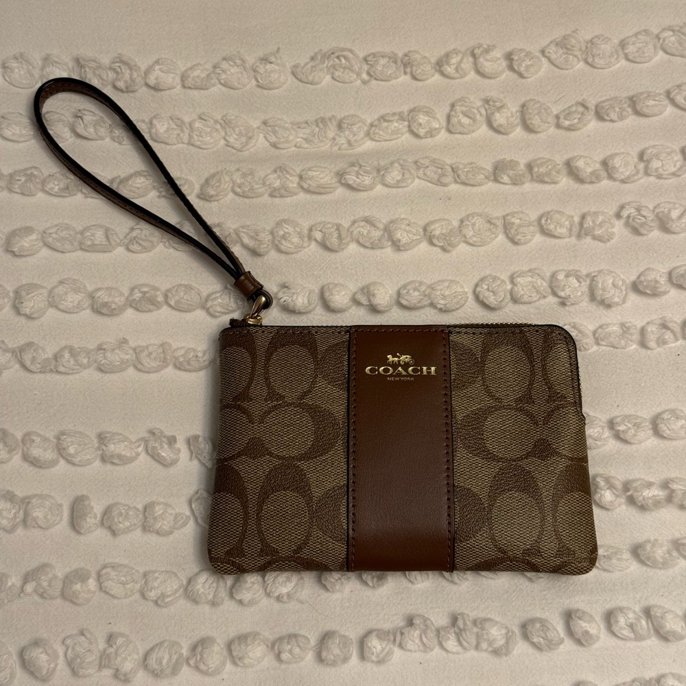 Coach Signature Brown Wristlet - Picture 5 of 13